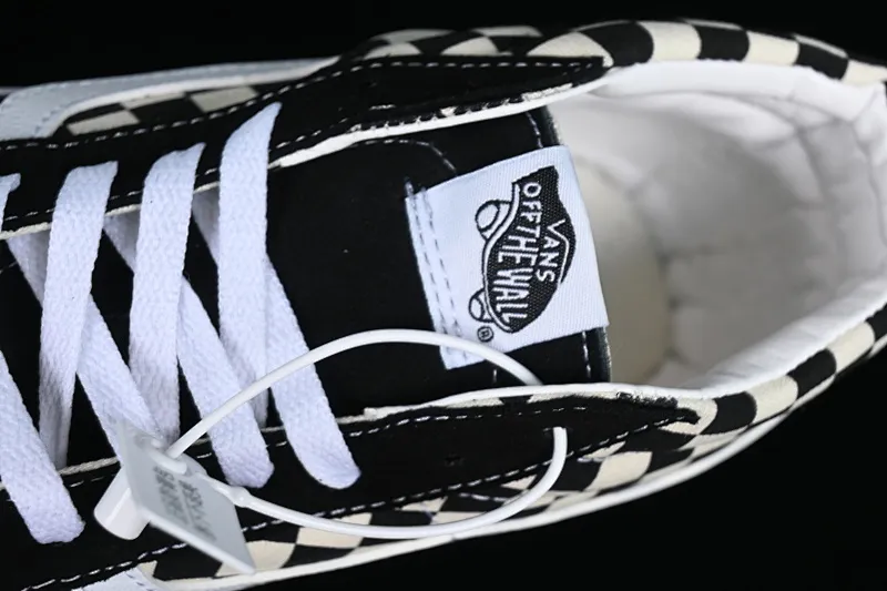 All categories Vans Vans series Vans Mid Vans China Vans Sk8-Mid black and white checkerboard mid-top casual sneakers VN0A391FQXH
